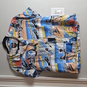 Vintage 90’s Harley Davidson Comic Book Strip Button Up-Size Large